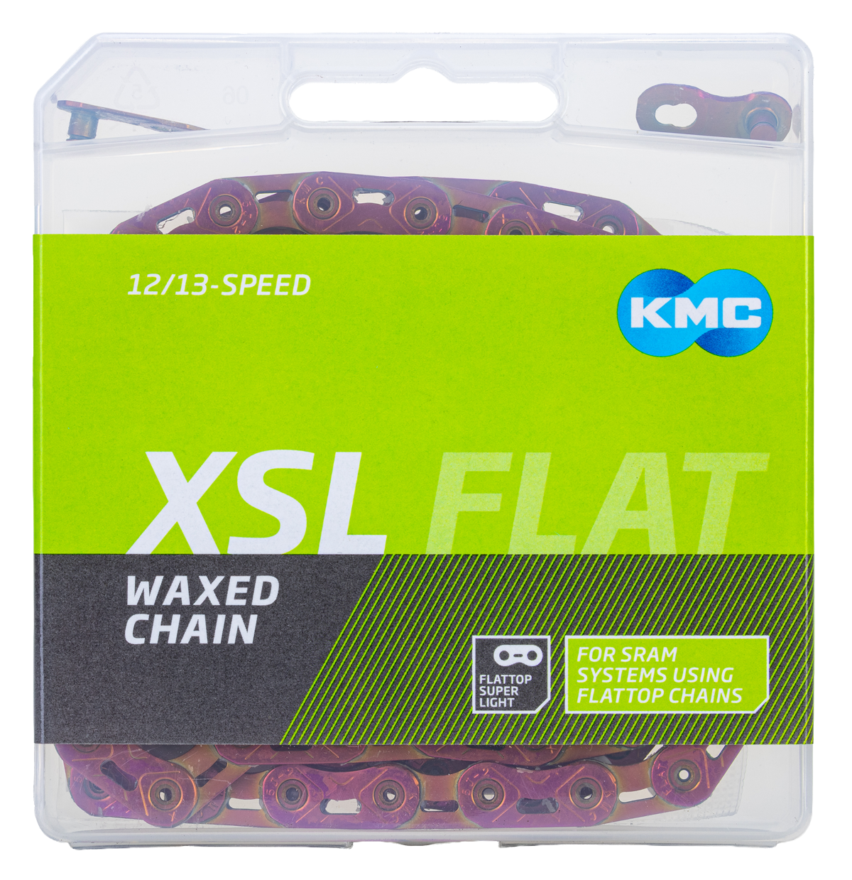 KMC XSL FLAT Waxed 12/13 Speed Flattop Chain (Oil Slick)