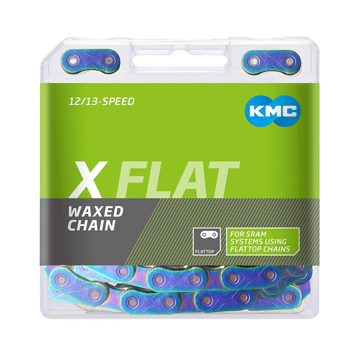 KMC XFLAT Waxed 12/13 Speed Flattop Chain (Oil Slick)
