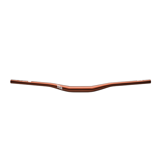Copper-colored Title MTB AH1 35 handlebars, slight rise, white logos—ideal for downhill mountain bike builds.