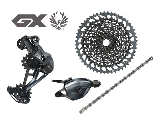 This SRAM upgrade kit of the series GX Eagle for 1x12-speed drivetrains is delivered with the suitable cassette.