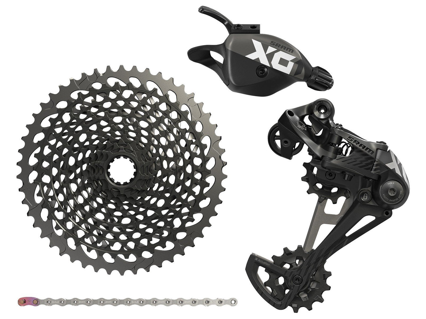 X01 Eagle AXS™ utilizes the proven backbone of SRAM 1x™. With the lightest weight materials and a 520-percent gear range.