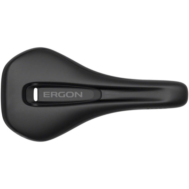 Ergon SM Enduro Saddle (Stealth, S/M): top view with center cutout and logo for performance-focused bike control.