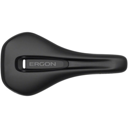 Ergon SM Enduro Saddle (Stealth, S/M): top view with center cutout and logo for performance-focused bike control.