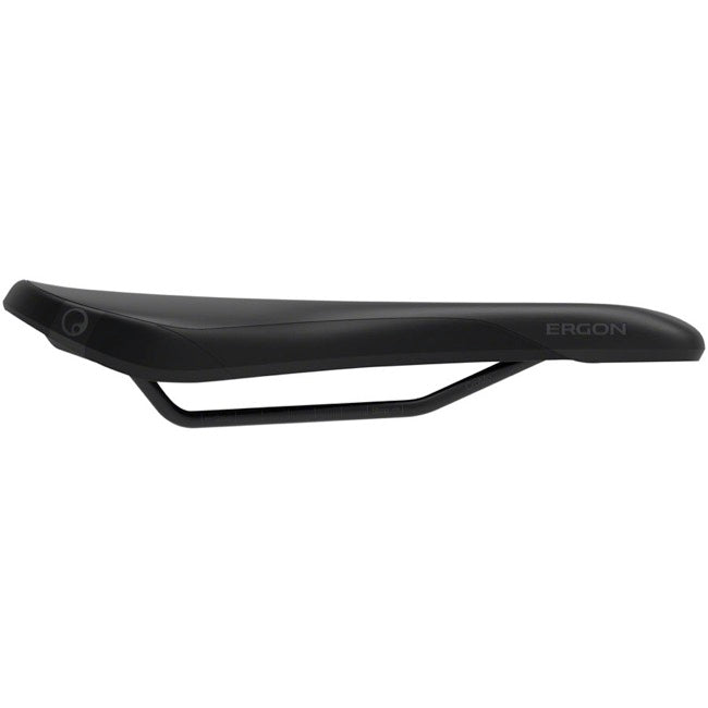 Side view of the Ergon SM Enduro Saddle (Stealth, Mens, S/M) featuring a sleek design for enhanced bike control.