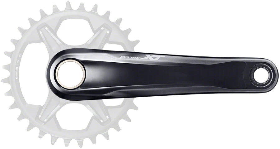 Shimano XT M8120-1 12 Speed Crankset (175mm), black arm, gray chainring, Boost spacing.
