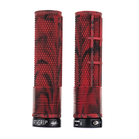 DMR DeathGrip Flangeless Thin Lock-On Grips (Marble Red)