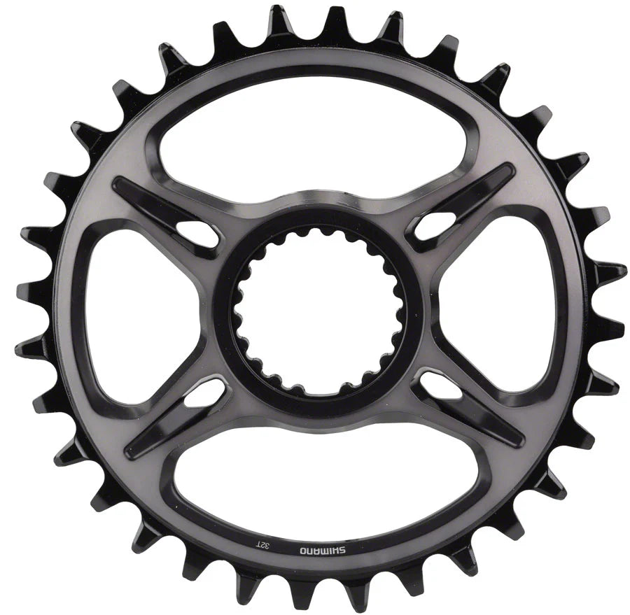 Shimano SM-CRM95 XTR 1x Direct-Mount Chainring, 32T, black, top view.