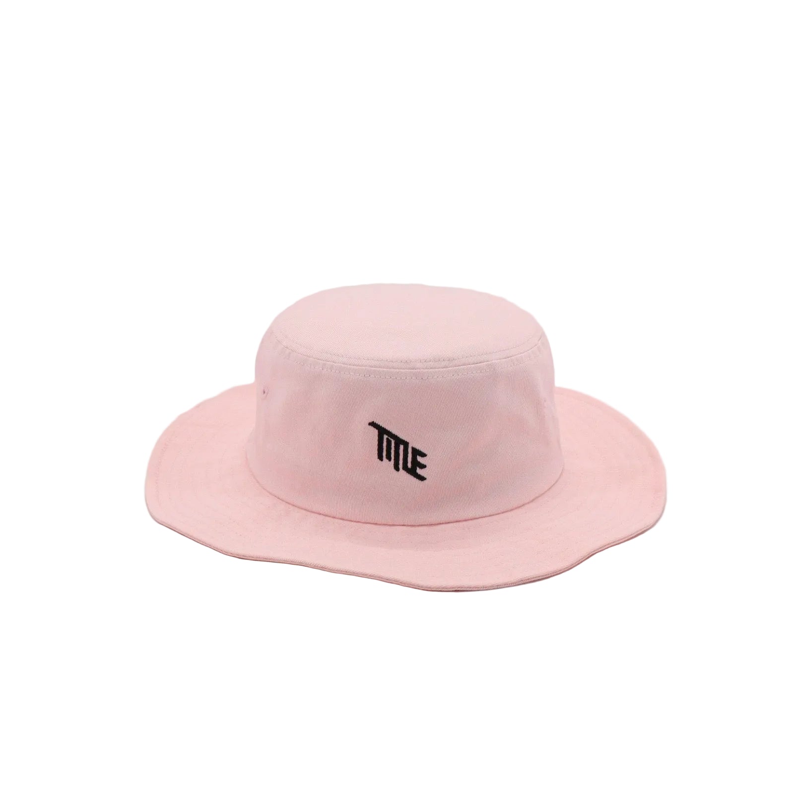 Light pink Title Safari Hat by Title MTB, unisex, organic cotton with black TITLE embroidery on white background.