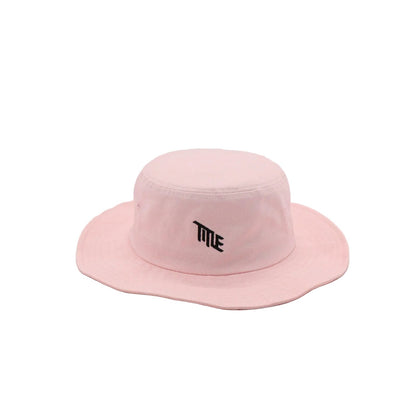 Light pink Title Safari Hat by Title MTB, unisex, organic cotton with black TITLE embroidery on white background.