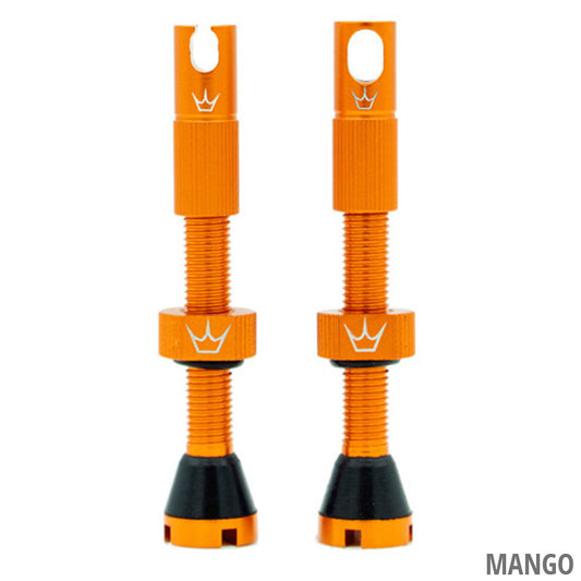Peaty's Chris King MK2 42mm Tubeless Valves (Mango Orange)