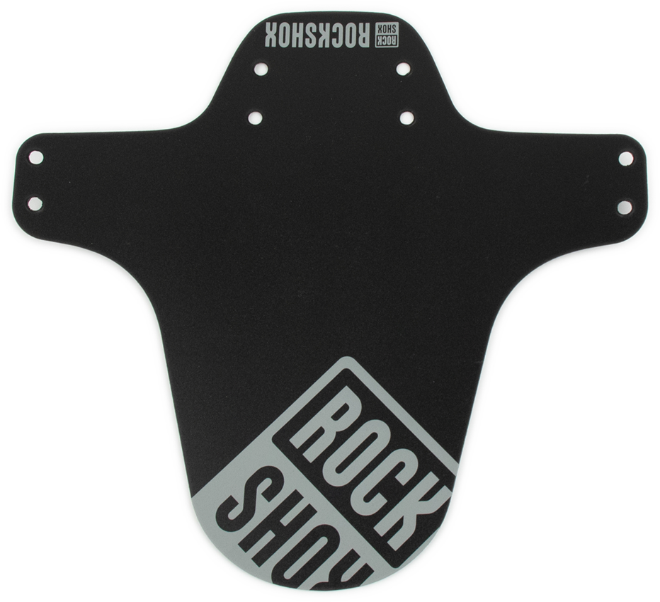 Flat black RockShox MTB Fender with a bold silver logo and multiple mounting holes for RockShox forks.