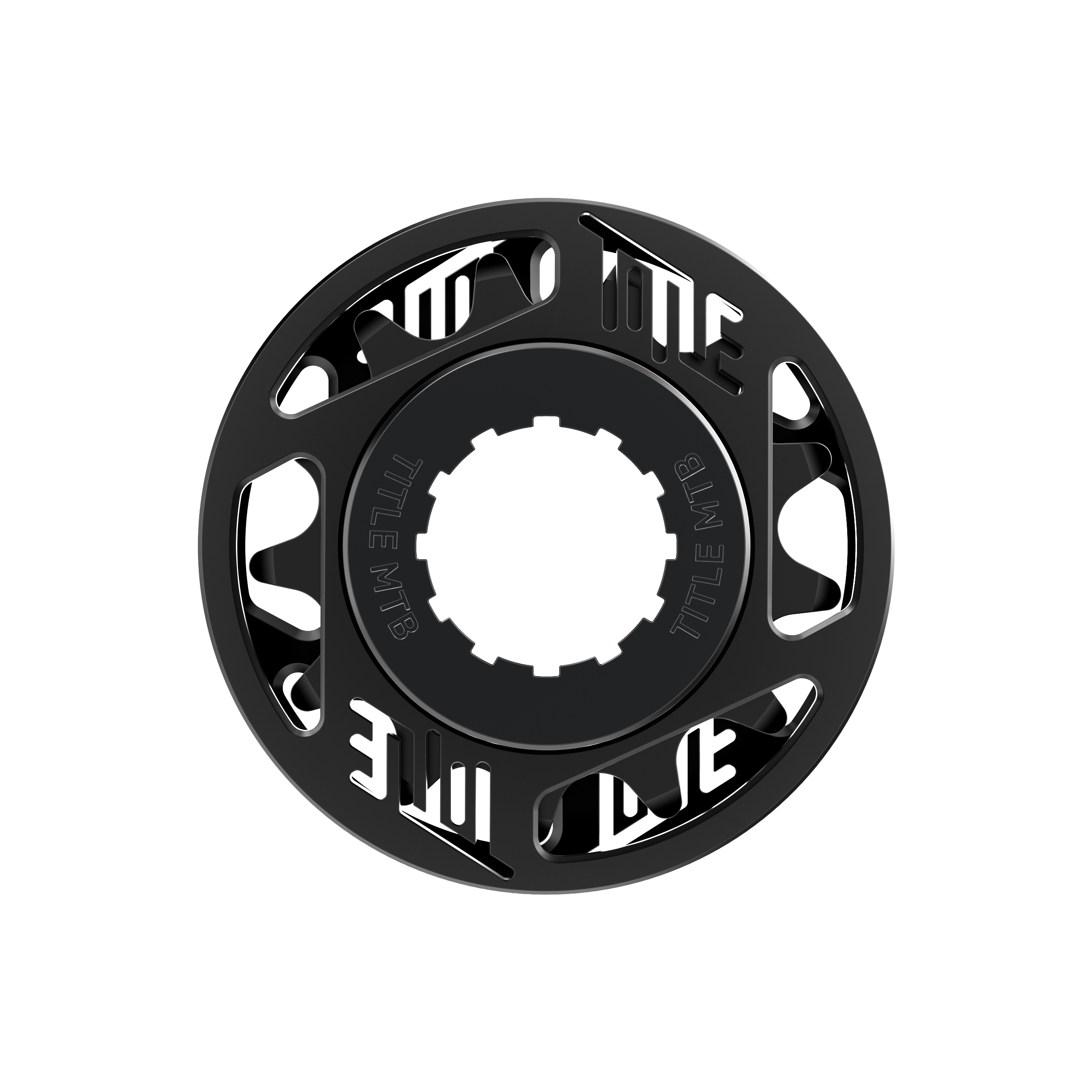 Black, circular metal Single Speed Kit by Title MTB, fits Shimano HG freehubs; features Title MTB text.