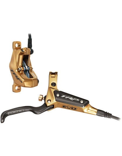 Gold brake handle and rear disc brake.